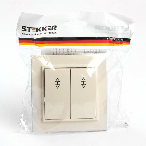 Переключатель двухклавишный Stekker Эрна слоновая кость PSW10-9008-02 39920 Переключатель двухклавишный Stekker Эрна слоновая кость PSW10-9008-02 39920