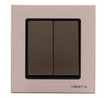 Выключатель двухклавишный Vesta-Electric Exclusive Champagne Metallic шампань FVK050204BSH