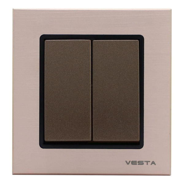 Выключатель двухклавишный Vesta-Electric Exclusive Champagne Metallic шампань FVK050204BSH Выключатель двухклавишный Vesta-Electric Exclusive Champagne Metallic шампань FVK050204BSH