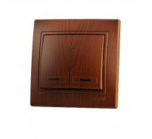 Выключатель двойной с подсветкой Lezard Mira сосна 701-0801-112