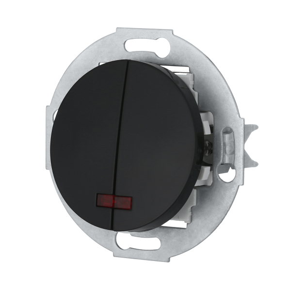 Выключатель LK Studio двухклавишный (схема 5L) с индикатором 16 A, 250 B (черный) Vintage 881208-1