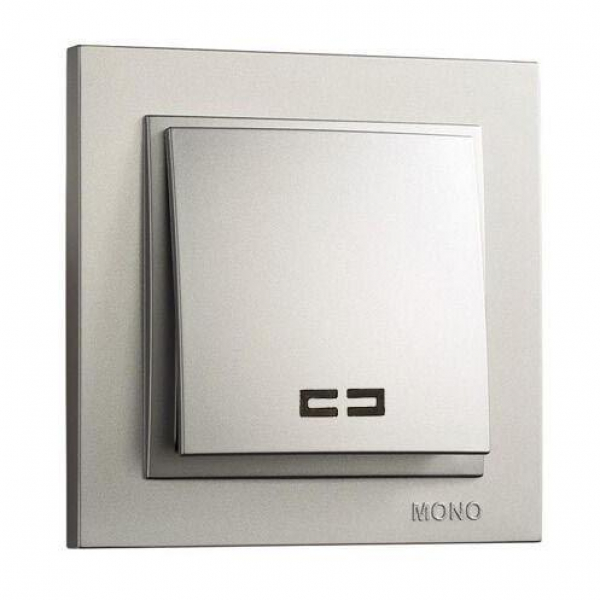 Выключатель Mono Electric Despina одноклавишный с подсветкой серебро 102-212125-101 Выключатель Mono Electric Despina одноклавишный с подсветкой серебро 102-212125-101
