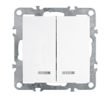 Выключатель 2-клавишный с индикатором (механизм), Stekker, PSW10-9102-01, 250В, 10А Эрна, белый 39310
