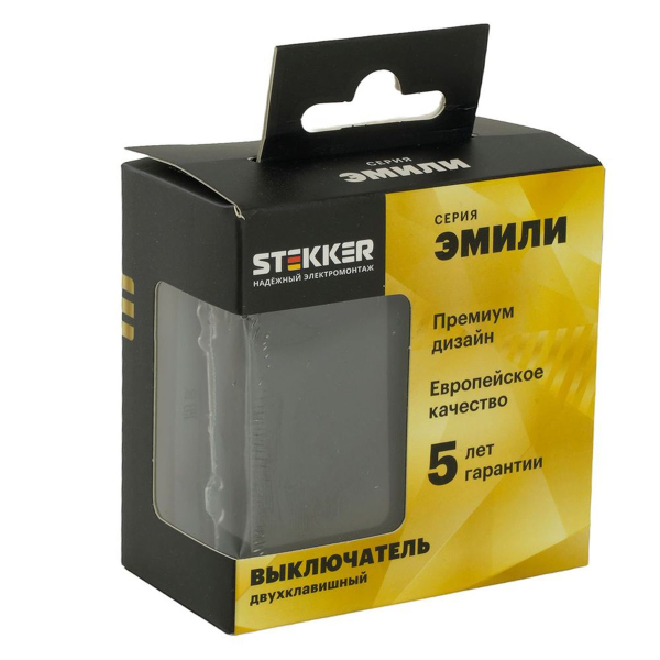 Переключатель перекрестный 2-клавишный (механизм), STEKKER, 250В, 10А, серия Эмили, RSW10-5111-01, черный уголь, soft touch 50167