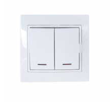 Выключатель двойной с подсветкой Lezard Mira белый с белой вставкой 701-0202-112