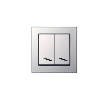 Переключатель двухклавишный Liregus серебро 28-179