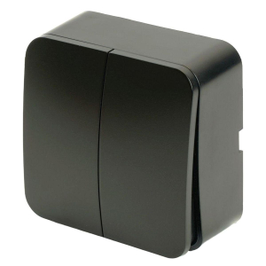 Выключатель двухклавишный Stekker София черный матовый MSW10-20-05 49475