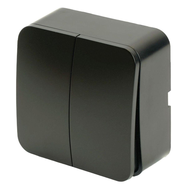 Выключатель двухклавишный Stekker София черный матовый MSW10-20-05 49475