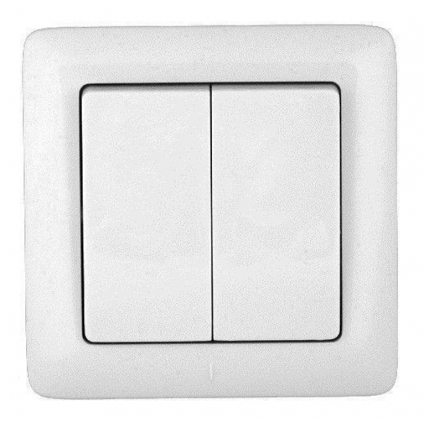 Выключатель двухклавишный Systeme Electric Хит 6A 250V белый VS56-234-B