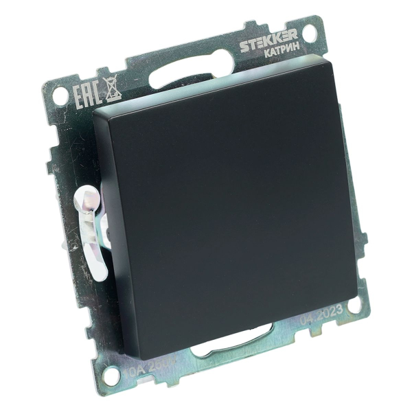 Переключатель перекрестный одноклавишный Stekker Катрин черный GLS10-7110-05 49177