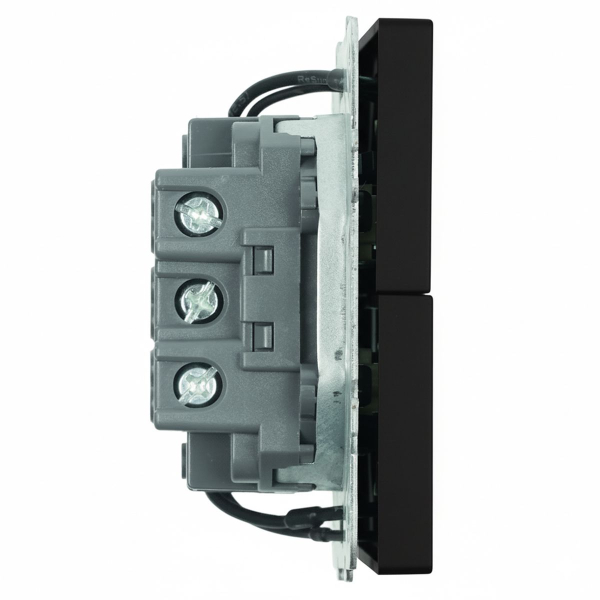 Выключатель 2-клавишный c индикатором (механизм), STEKKER, 250В, 10А, серия Эмили, RSW10-5102-05, черный уголь, soft touch 49838