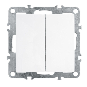 Выключатель 2-клавишный (механизм), Stekker, PSW10-9104-01, 250В, 10А Эрна, белый 39312