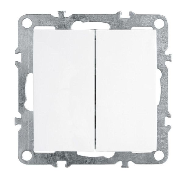 Выключатель 2-клавишный (механизм), Stekker, PSW10-9104-01, 250В, 10А Эрна, белый 39312