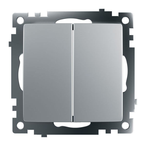 Выключатель двухклавишный Stekker Катрин серебро GLS10-7104-03 39578