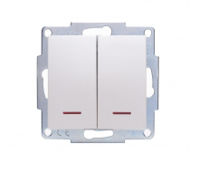 Выключатель двойной с подсветкой Lezard Vesna белый жемчуг 742-3088-112