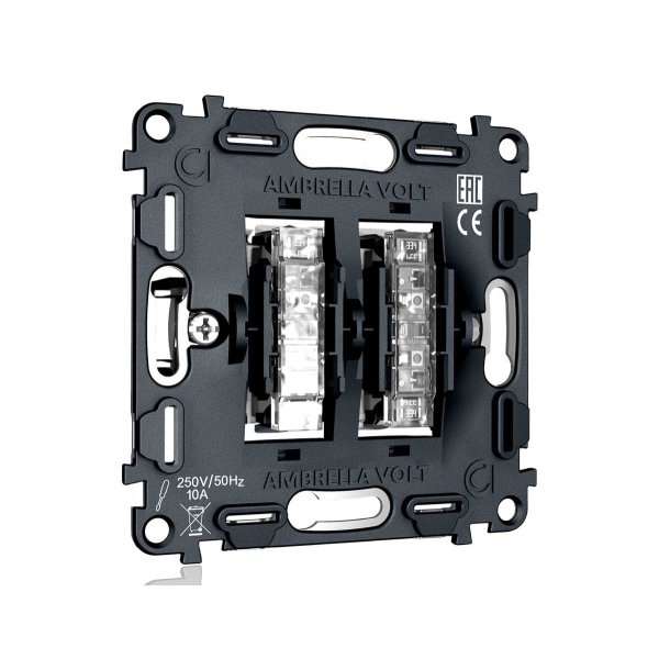 Механизм 2-клавишного выключателя с самовозвратом 10A-250V Ambrella Volt QUANT VM129
