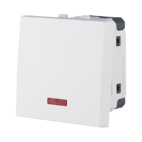 Выключатель LK Studio с индикатором 45х45мм (схема 1L) 16 A, 250 B (белый) LK45 850904-1