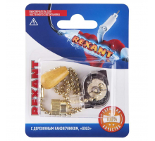 Выключатель для настенного светильника REXANT c деревянным наконечником, золотой, 1 шт. 06-0245-A