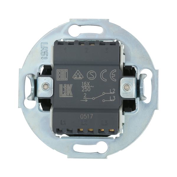 Переключатель LK Studio 1-рычажковый, на 2 направления (схема 6) 16 A, 250 B (черный) Vintage 880808-1