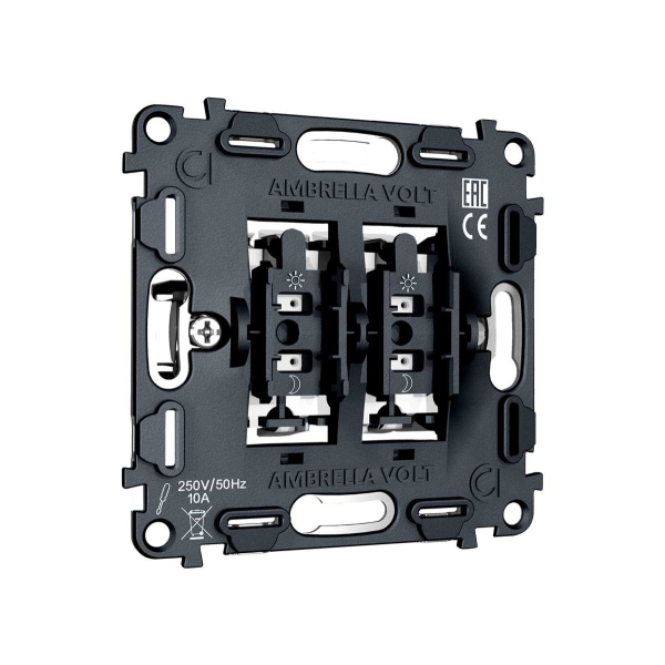 Механизм 2-клавишного выключателя с самовозвратом 10A-250V Ambrella Volt QUANT VM129
