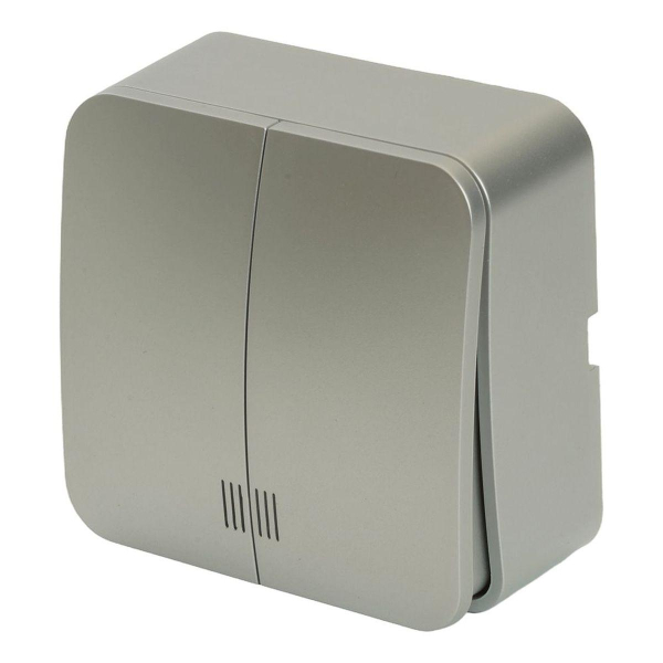 Выключатель двухклавишный Stekker София с подсветкой серебро MSW10-21-03 49298