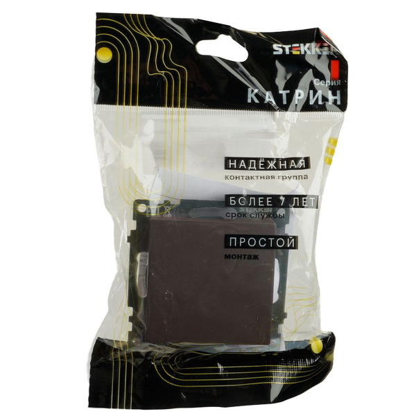 Переключатель перекрестный одноклавишный Stekker Катрин шоколад GLS10-7110-04 49180