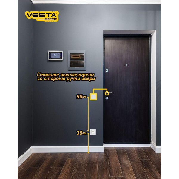 Выключатель двухклавишный Vesta-Electric Roma белый FVK010202BEL