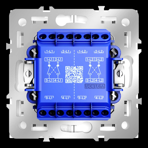 Перекрестный переключатель встраиваемый S70 двухклавишный 10А, (белый глянцевый) Voltum VLS020501