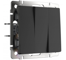 Выключатель трехклавишный Werkel черный матовый W1130008 4690389156755