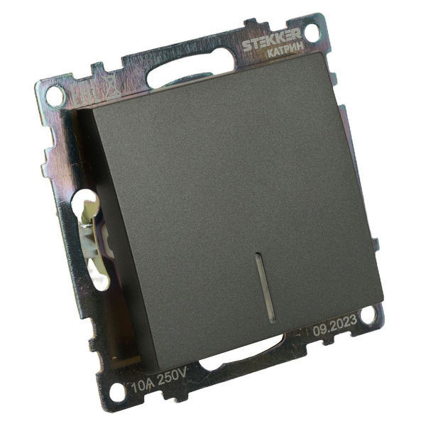 Выключатель одноклавишный Stekker Катрин с подсветкой графит GLS10-7101-06 49408