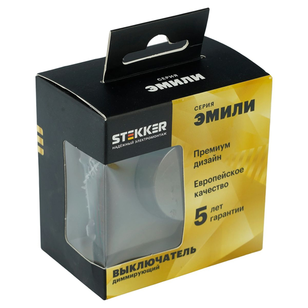 Выключатель диммирующий (механизм), Stekker, 250В, 500W Эмили, RSW10-5106-09, антрацит, soft touch 49920