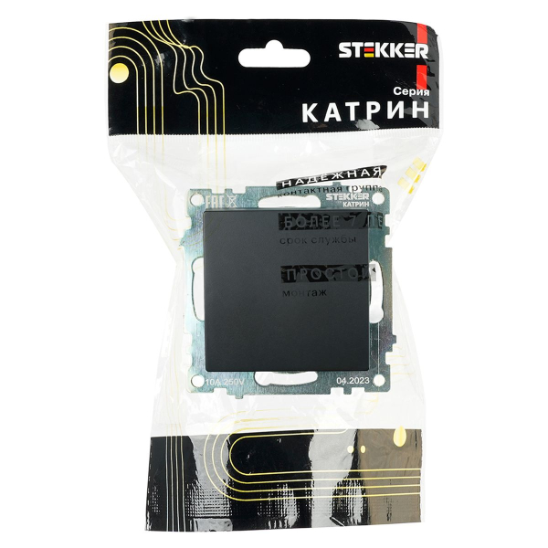 Переключатель перекрестный одноклавишный Stekker Катрин черный GLS10-7110-05 49177