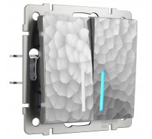 Выключатель Werkel Hammer двухклавишный с подсветкой серебряный W1220106 4690389162367