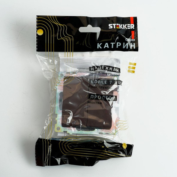 Переключатель двухклавишный Stekker Катрин GLS10-7107-04 шоколад 49170