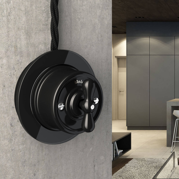 Переключатель-выключатель Werkel одноклавишный Retro черный W5612008 4690389166716