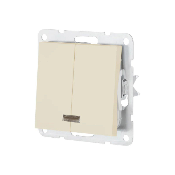 Выключатель двухклавишный LK Studio LK80 c подсветкой бежевый матовый 841202-1 Выключатель двухклавишный LK Studio LK80 c подсветкой бежевый матовый 841202-1