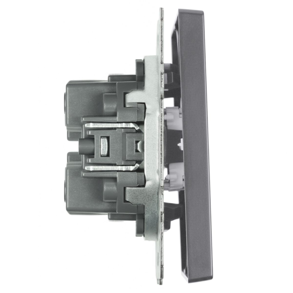 Переключатель 2-клавишный (механизм), STEKKER, 250В, 10А, серия Эмили, RSW10-5107-10, платиново-серый, soft touch 49947