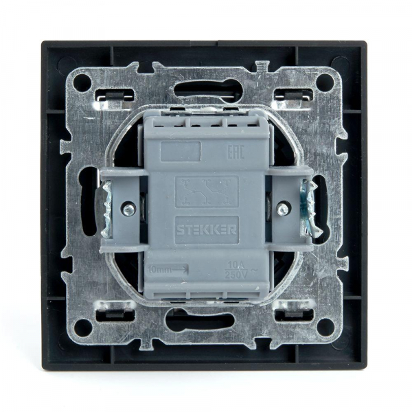 Переключатель двухклавишный Stekker Эрна черный PSW10-9008-03 39921 Переключатель двухклавишный Stekker Эрна черный PSW10-9008-03 39921