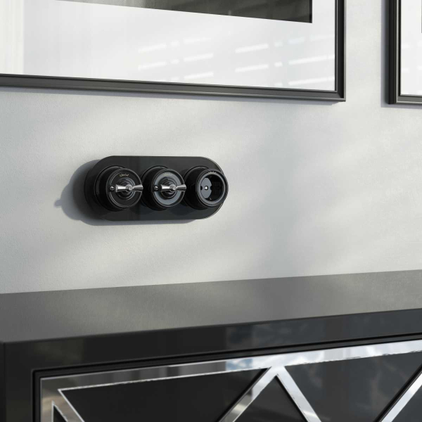 Переключатель-выключатель Werkel одноклавишный Retro черный W5612008 4690389166716