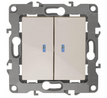 Выключатель двухклавишный с подсветкой ЭРА 12 10AX 250V 12-1105-02 Б0014658