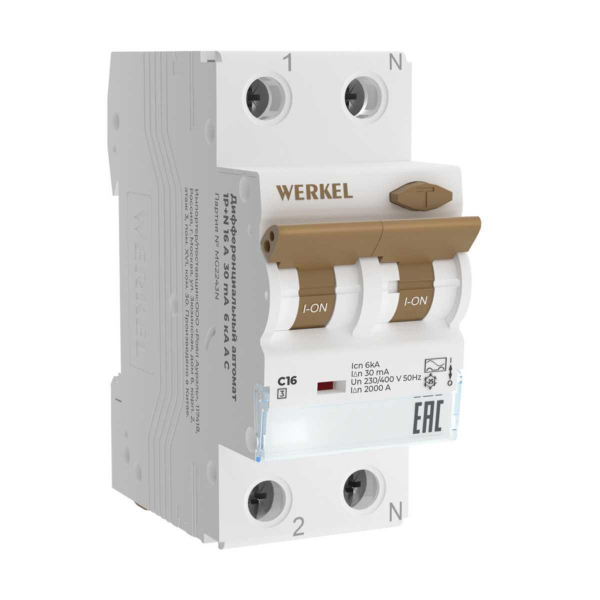 Дифференциальный автомат Werkel 1P+N 16A 30mА 6kА АC W922P166 4690389193224 Дифференциальный автомат Werkel 1P+N 16A 30mА 6kА АC W922P166 4690389193224