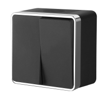 Выключатель двухклавишный влагозащищенный Werkel Gallant черный/хром W5020235 4690389164286