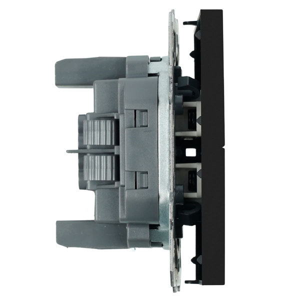 Выключатель 2-клавишный (механизм), СЗК, Stekker, 250В, 10А Эмили, RSW10-5104-05ZK, черный уголь, soft touch 50247