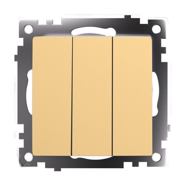 Выключатель трехклавишный Stekker Катрин золото GLS10-7108-08 49219