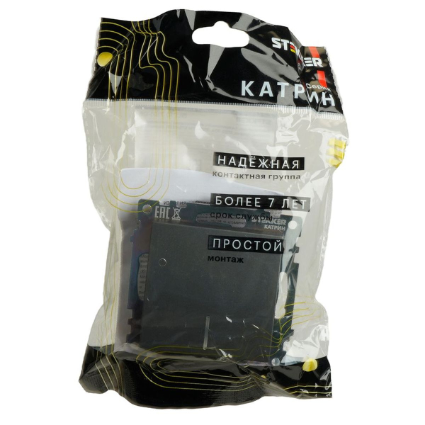 Выключатель одноклавишный Stekker Катрин с подсветкой графит GLS10-7101-06 49408