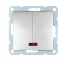 Выключатель LK Studio 2-кл., с индикаторами (схема 5L) 16 A, 250 B (серебристый металлик) LK60 861203-1