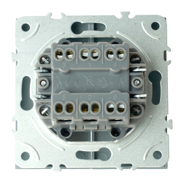 Переключатель 2-клавишный (механизм), STEKKER, 250В, 10А, серия Эмили, RSW10-5107-10, платиново-серый, soft touch 49947