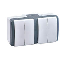 Выключатель Mono Electric Octans IP54 двухклавишный - двухклавишный бело-серый 154-020001-177