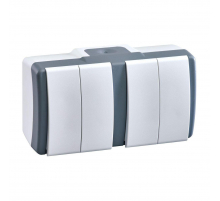 Выключатель Mono Electric Octans IP54 двухклавишный - двухклавишный бело-серый 154-020001-177