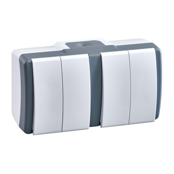 Выключатель Mono Electric Octans IP54 двухклавишный - двухклавишный бело-серый 154-020001-177 Выключатель Mono Electric Octans IP54 двухклавишный - двухклавишный бело-серый 154-020001-177